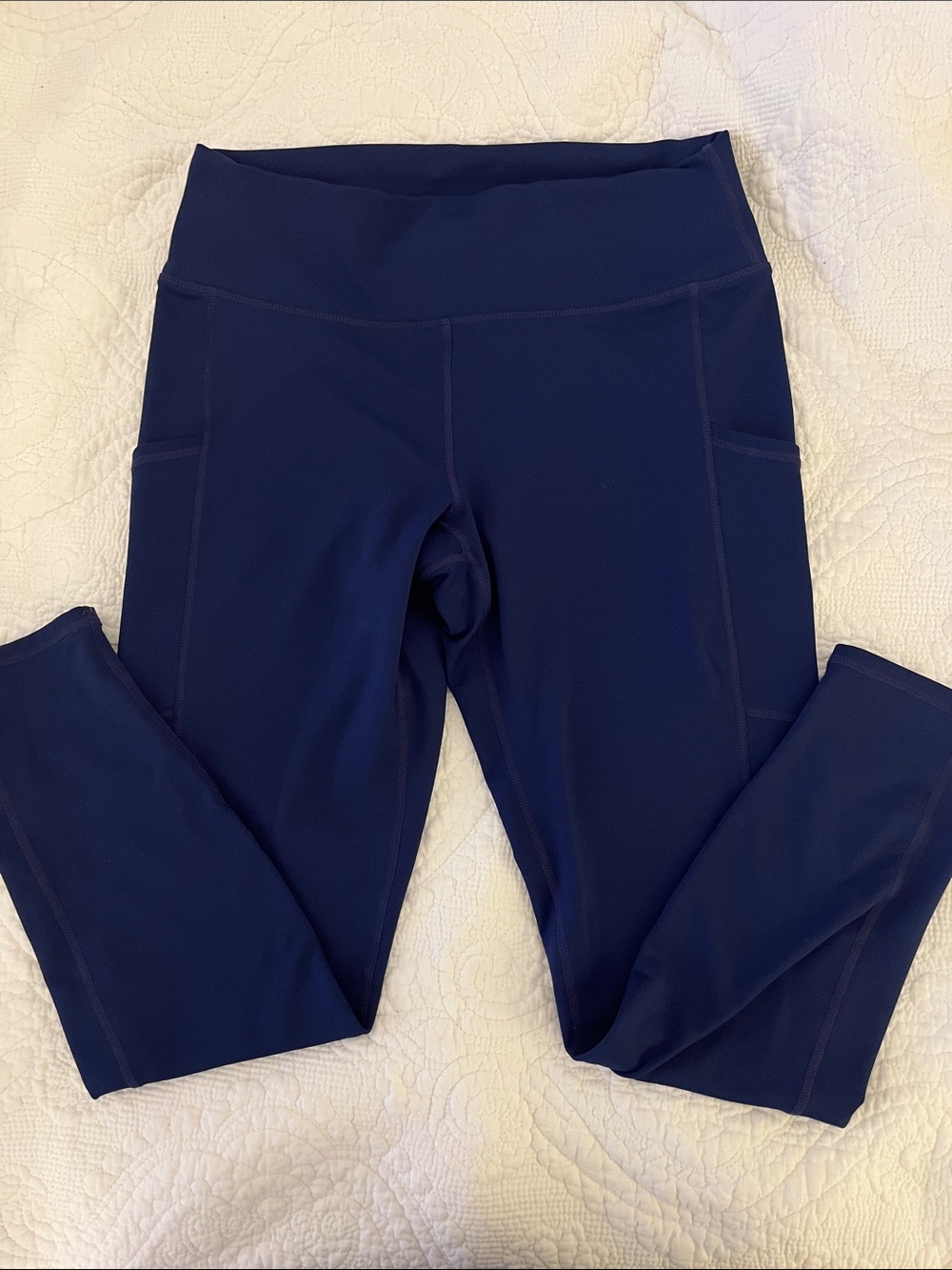 Fabletics Navy High-Waist Leggings with Side Pockets